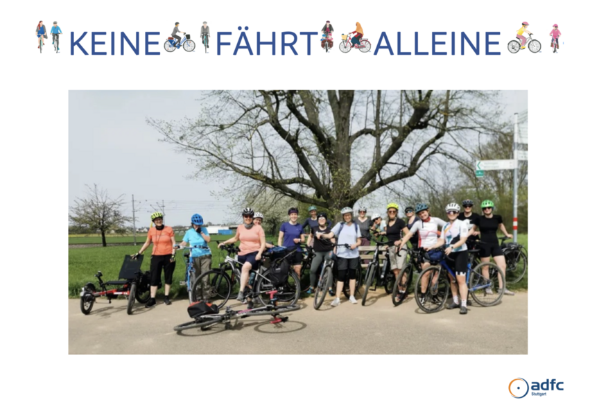Keine faehrt alleine Frauengruppe bei der Radtour