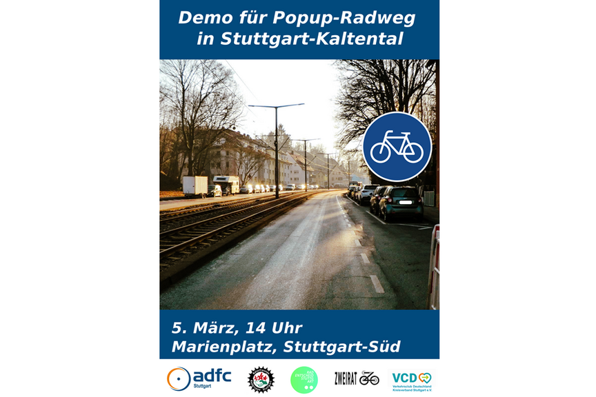 Demo Kaltental Flyer zur Demo für Popup-Radweg in Stuttgart-Kaltental