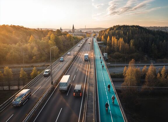 So könnte ein Radweg an der Körschtalbrücke der B27 aussehen