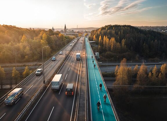 So könnte ein Radweg an der Körschtalbrücke der B27 aussehen